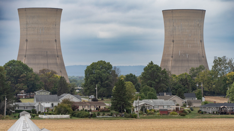 cooling towers at Three Mile Island nuclear power plant