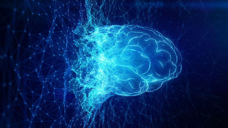 AI brain emerges from web of blue datapoints