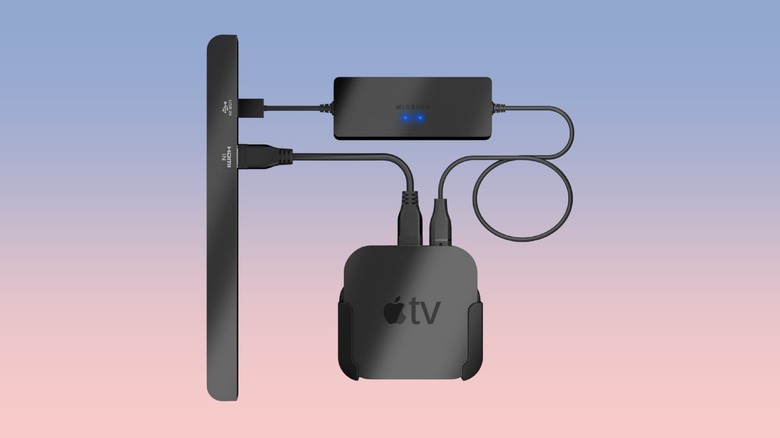 Mission USB Power Cable for Apple TV against a gradient background