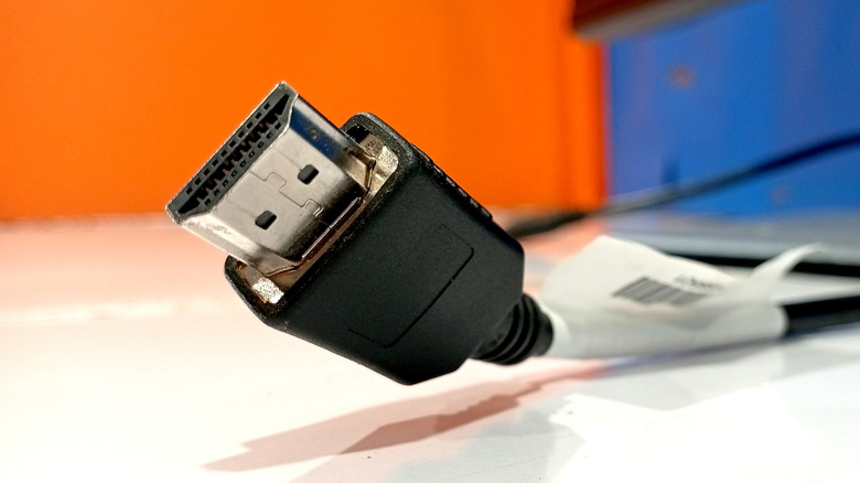 A closeup of the of an HDMI cable