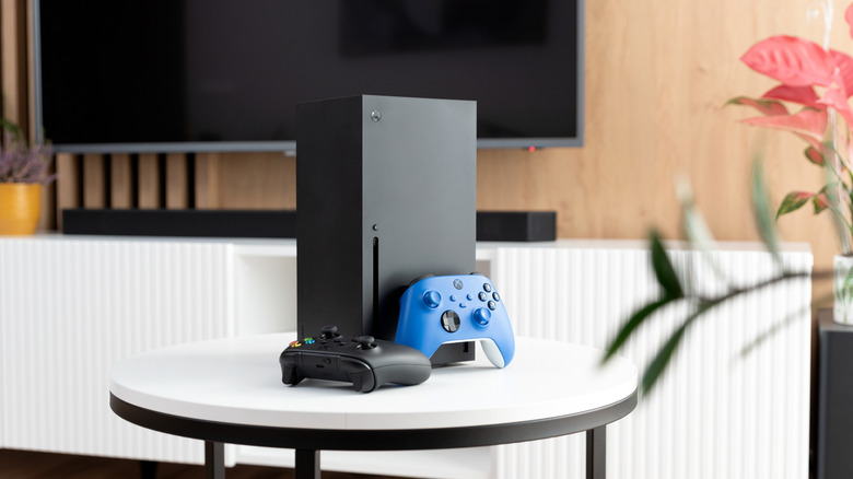 An Xbox Series X on a table
