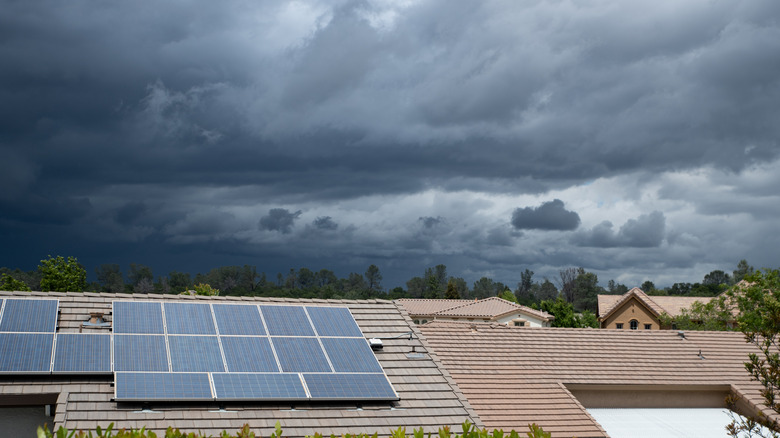 Solar panels on the roof of a house