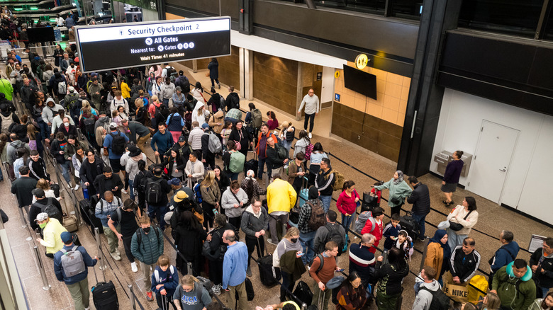 Security line at an airport