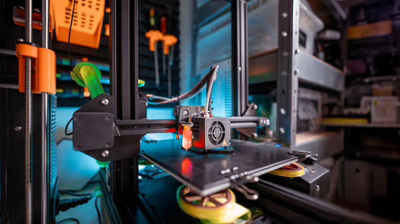 A 3D printer at work.