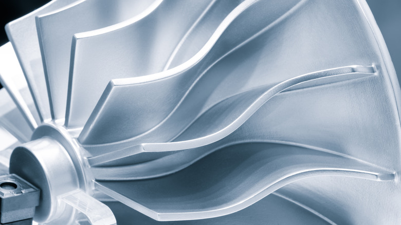 Part of a metal turbine produced with a metal 3D printer