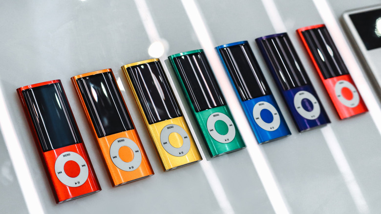 iPod nano music players displayed at the Science Museum in London, U.K.