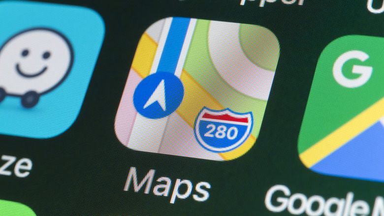 The app icon for Apple Maps showing on an iPhone display.