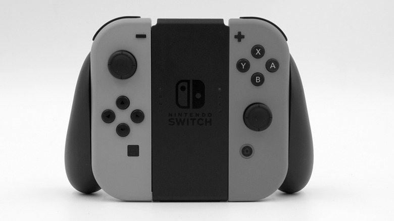 The Joy-Con controller on a grip