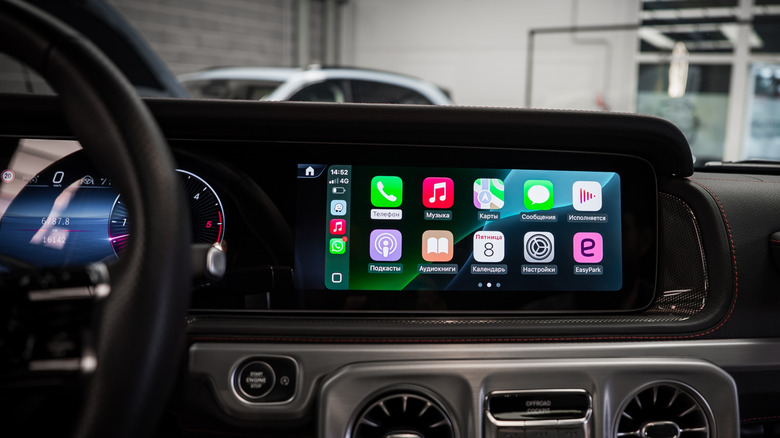 Mercedes AMG G Class interior with Apple CarPlay