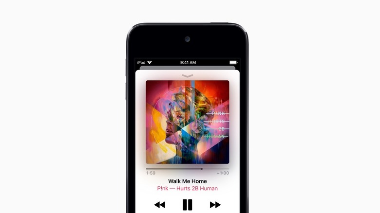 Mockup of iPod touch playing an Apple Music song