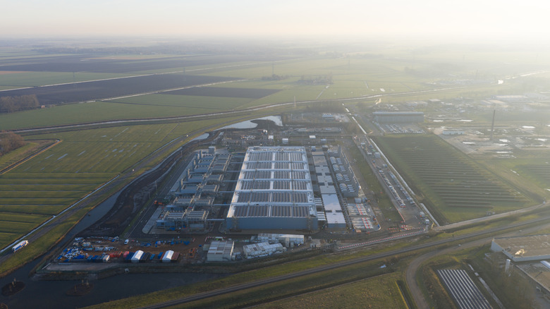 Aerial view of AI data center