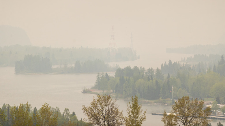 hazy air from wildfire smoke in Canada