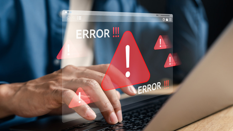 Error code shown on screen for browser.