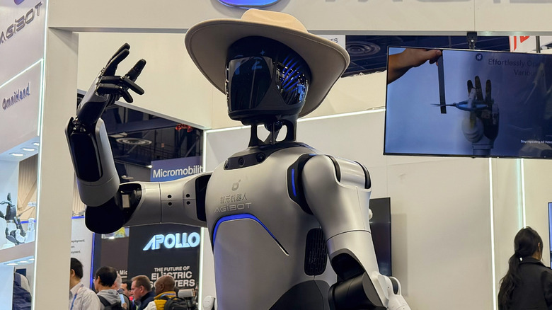 AGIBOT A2 humanoid robot series standing at CES 2026