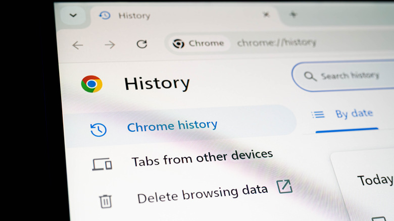 Image of the Google Chrome data browsing history page.