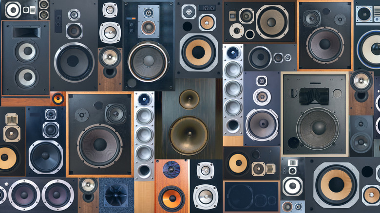 An artist's rendering of numerous speakers as a collage.
