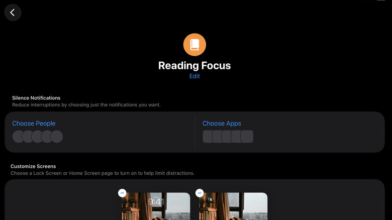iPad showing Reading Focus to turn iPad into Kindle
