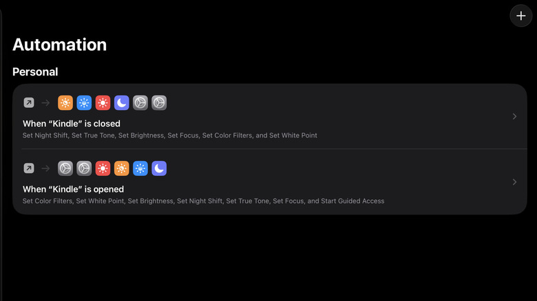 iPad showing Automations when opening and closing Kindle app