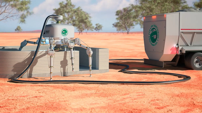 The Charlotte construction robot connected to an extraction rig.