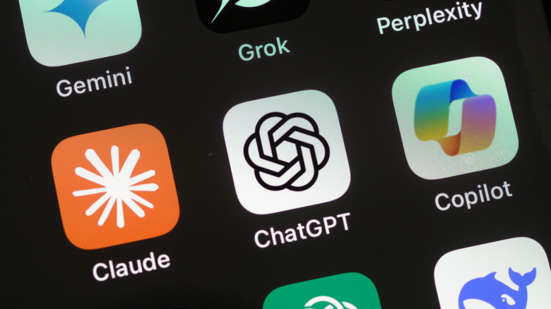 AI apps on an iPhone, including ChatGPT.