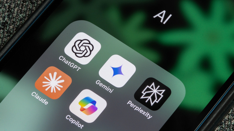 AI apps on an iPhone, including ChatGPT.