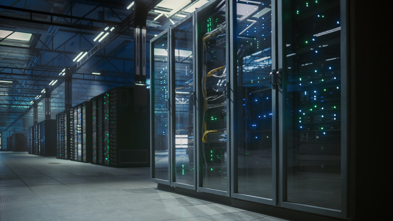 Modern data center server room.