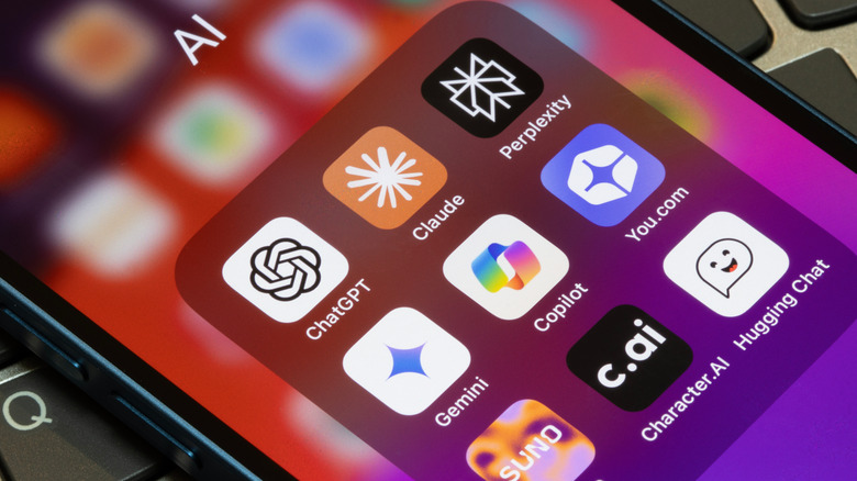 AI apps on an iPhone, including ChatGPT