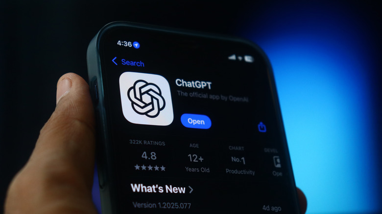 The ChatGPT app in the App Store app loaded on an iPhone.