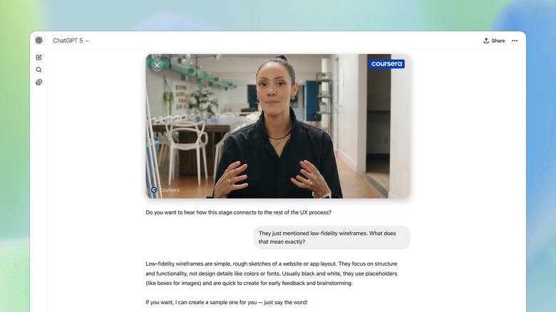 Using Coursera in ChatGPT on the web.