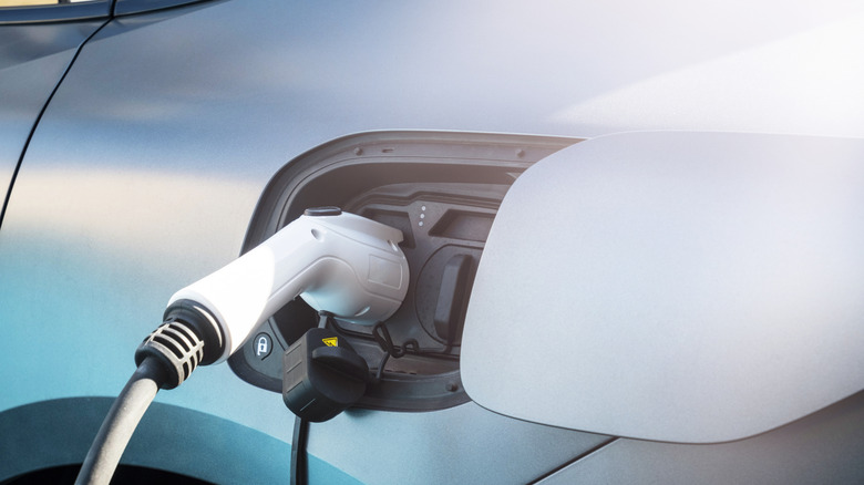 Close-up of an EV charging