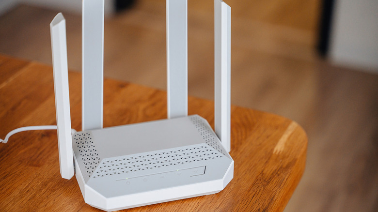 A Wi-Fi router placed in a home setting