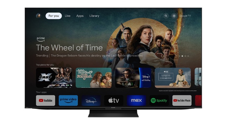 Sharp 75-inch 4K TV on a white background