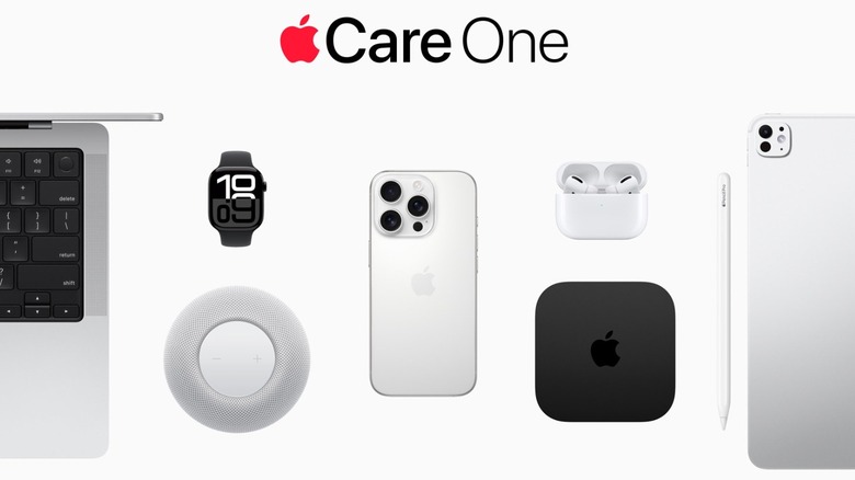 AppleCare One promotional image with several Apple products