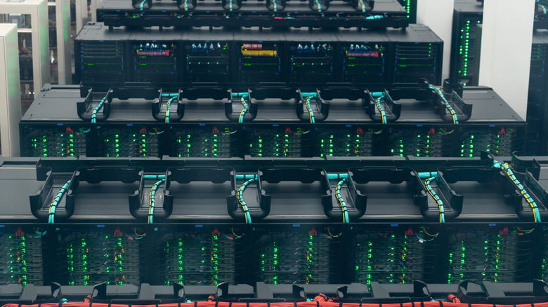 Supercomputer inside a data center.