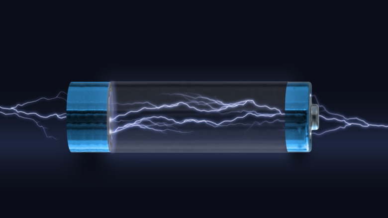 A glass battery case housing an electric current