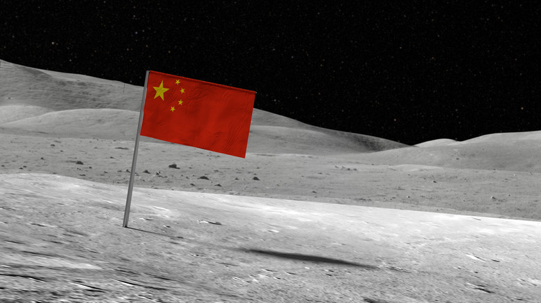China's flag on the moon