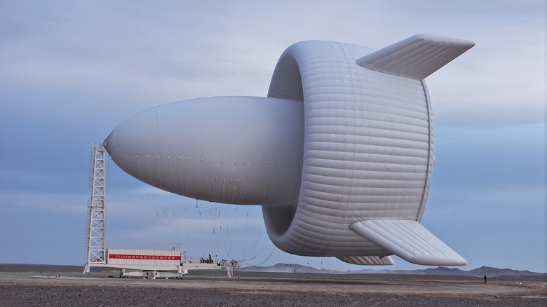 The SAWES 1500 prototype aerostat during a demonstration flight.