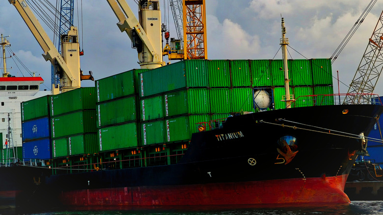 Cargo on a feeder ship.