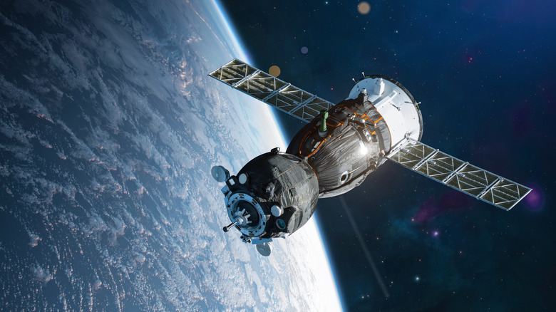 Satellite orbiting earth