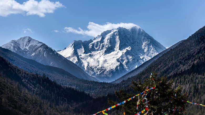 View of Mount Yala, one of the four holy mountains in Daofu County in Tibet