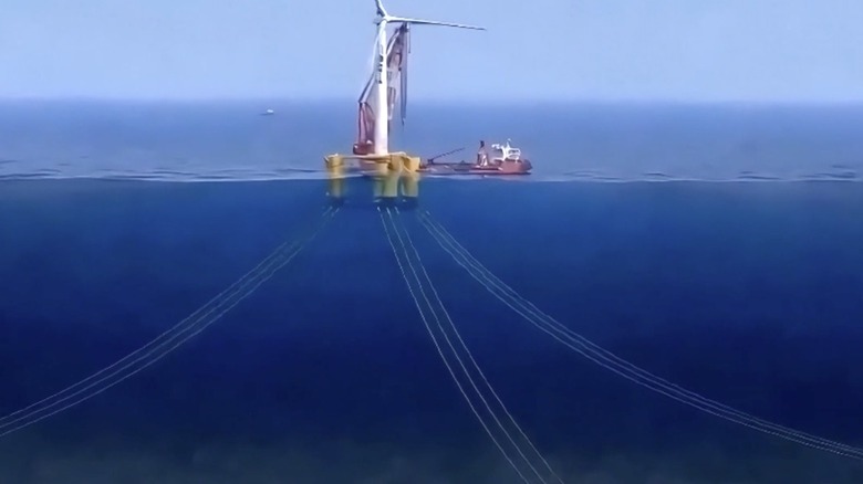 An illustration depicting the base of CTG's floating wind turbine.