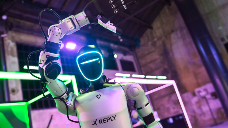 The Unitree G1 robot on display at a tech event