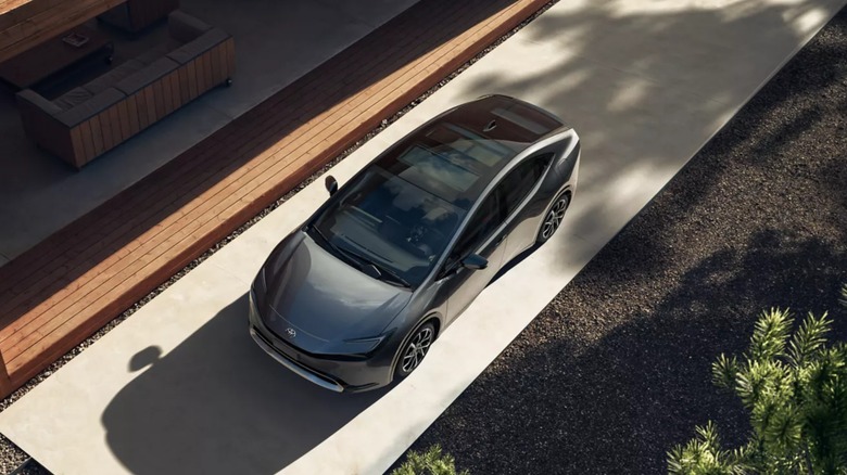 Toyota Prius Prime XSE Premium in Guardian Gray parked on a sunny driveway