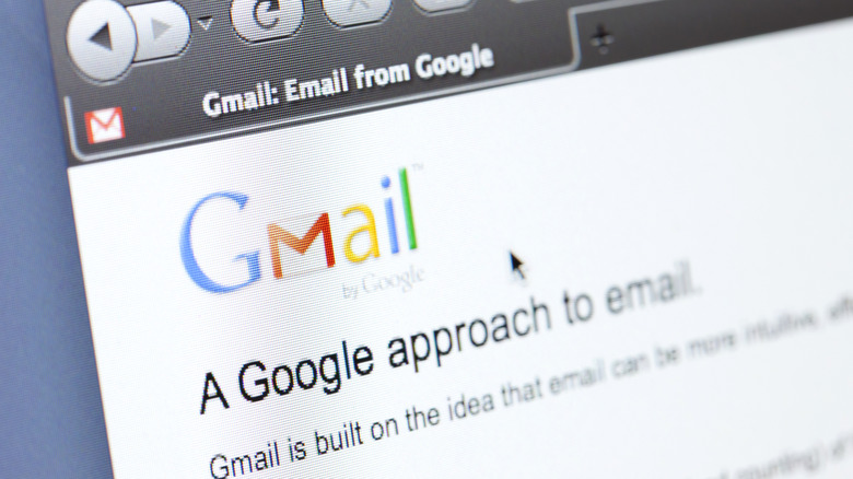 View of the Google Gmail website on a computer screen