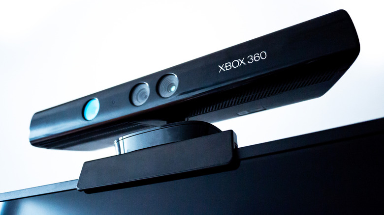 The Xbox 360 Kinect mounted on to a TV
