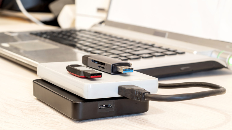 Local storage devices connected to a laptop