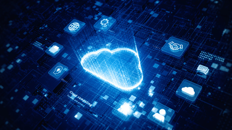 Conceptual art depicting cloud storage