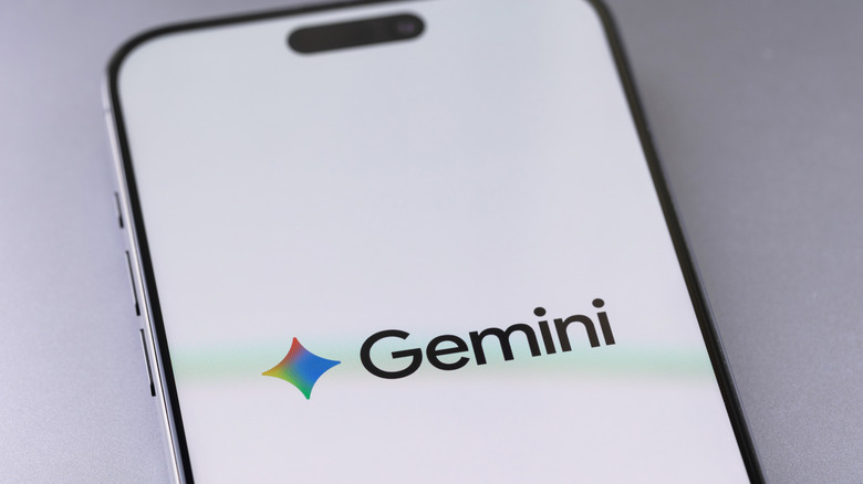 The Google Gemini logo on an iPhone.