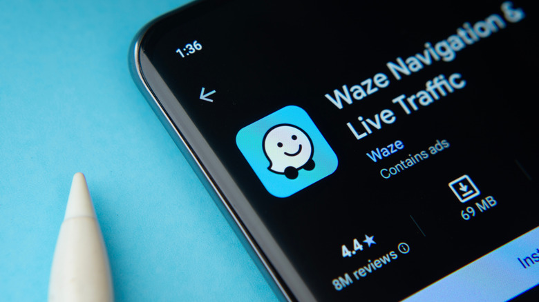 a Waze driving app on a phone