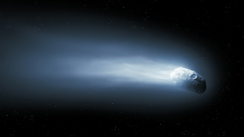illustration of comet flying thru space